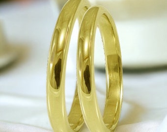 Classic Handmade  Golden Wedding  Ring 3mm 4mm 5mm