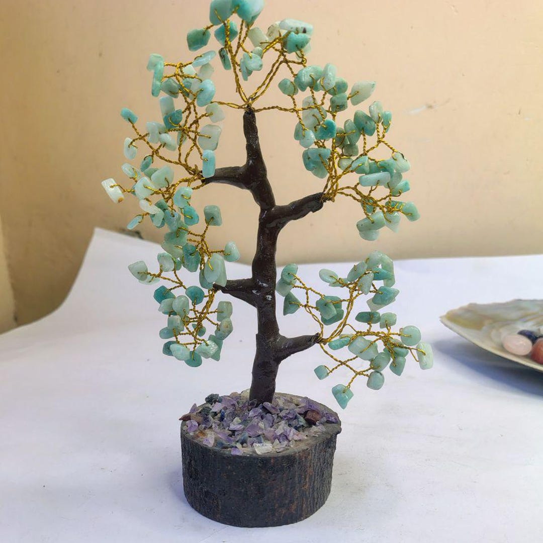 Amazonite Tree With 150 Beads | Crystal Gemstone Tree for Luck, Healing ...