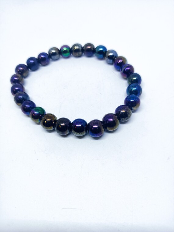 Rainbow Titanium Round Beads 8mm healing crystal bracelet aura energy reiki 
