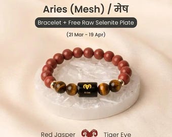Widder-Sternzeichen-Armband mit rotem Jaspis und Tigerauge, Widder-Kristallarmband, Netzarmband, Astrologie-Schmuck, Widder-Geschenk, Kristallschmuck