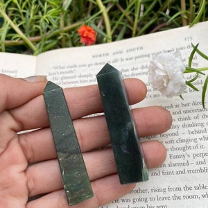 Natural Green Jade 2&quot; Tower Spirituality and Healing | Good Quality Stones.reiki healing, for money and wealth