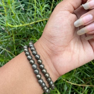 Natural 6mm beads Pyrite Healing Bracelet | Chakra Healing | Crystal Gemstone | Spiritual | Manifest | Good quality stone.