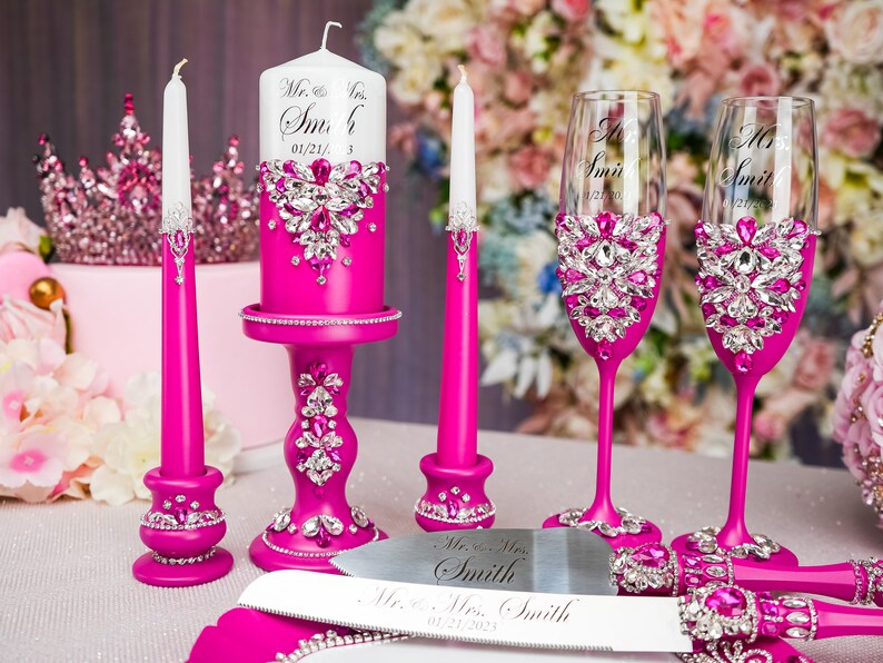 Fuchsia Wedding Decorations Hot Pink Wedding Decor Fuchsia Etsy