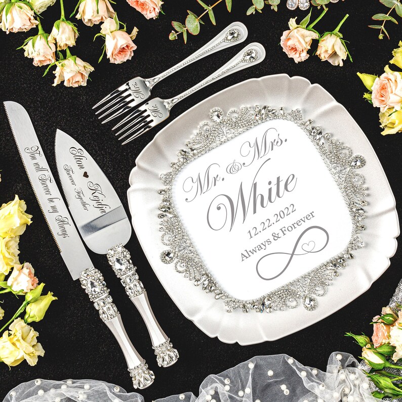 Wedding Glasses and Cake Knife Set Wedding Flutes Wedding Etsy