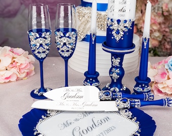 silver Royal blue wedding, silver blue wedding, royal blue and silver wedding glasses