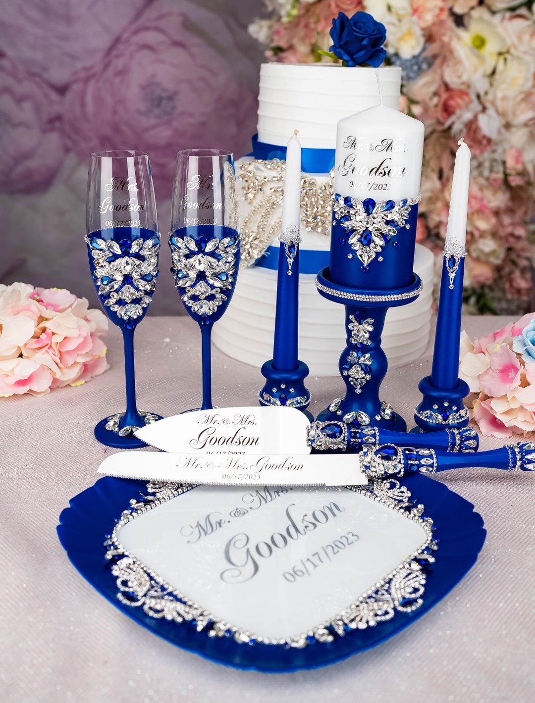 royal blue and ivory wedding