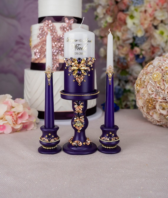 Purple wedding candles deals