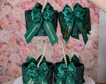Green Flower Girl Basket and Ring Bearer Pillows, wedding flower girl baskets, wedding green ring bearer, wedding decorations, green wedding