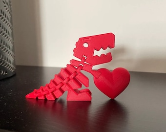 Flexi Rex Heart 3D Print STL File, Flexi 3D Printer File, Fidget Articulating T-Rex File for 3D Printers, Instant Download