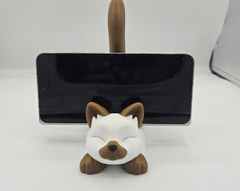 Stretching Cat Phone Stand Cute Desk Decor 3D Print