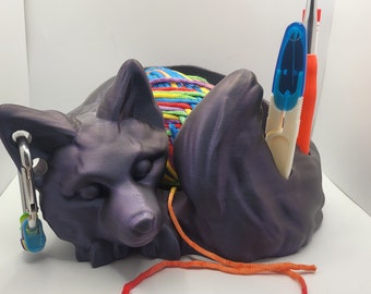 Fox Yarn Bowl with Storage Holes | 3D Print