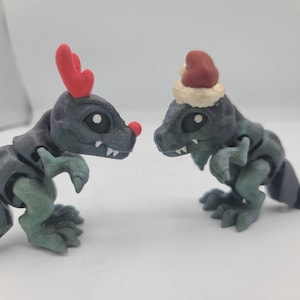 Mini T-Rex Christmas Themed Dinosaurs Rudolph or Santa Style | 3D Print