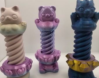 Cute Animal Fidget Screws Bear Dragon Cat 3D Print
