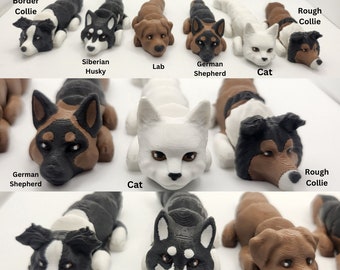 Flexi Dog or Cat with Optional House Doghouse | Over 80 Breeds Available and Custom Color Customization | 3D Print