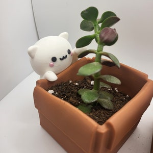 Kawaii Kitty with a Box Planter (3D Print)