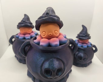 Cute Octopus Fidget Spinner with Optional Cauldron and Witch Hat | 3D Print