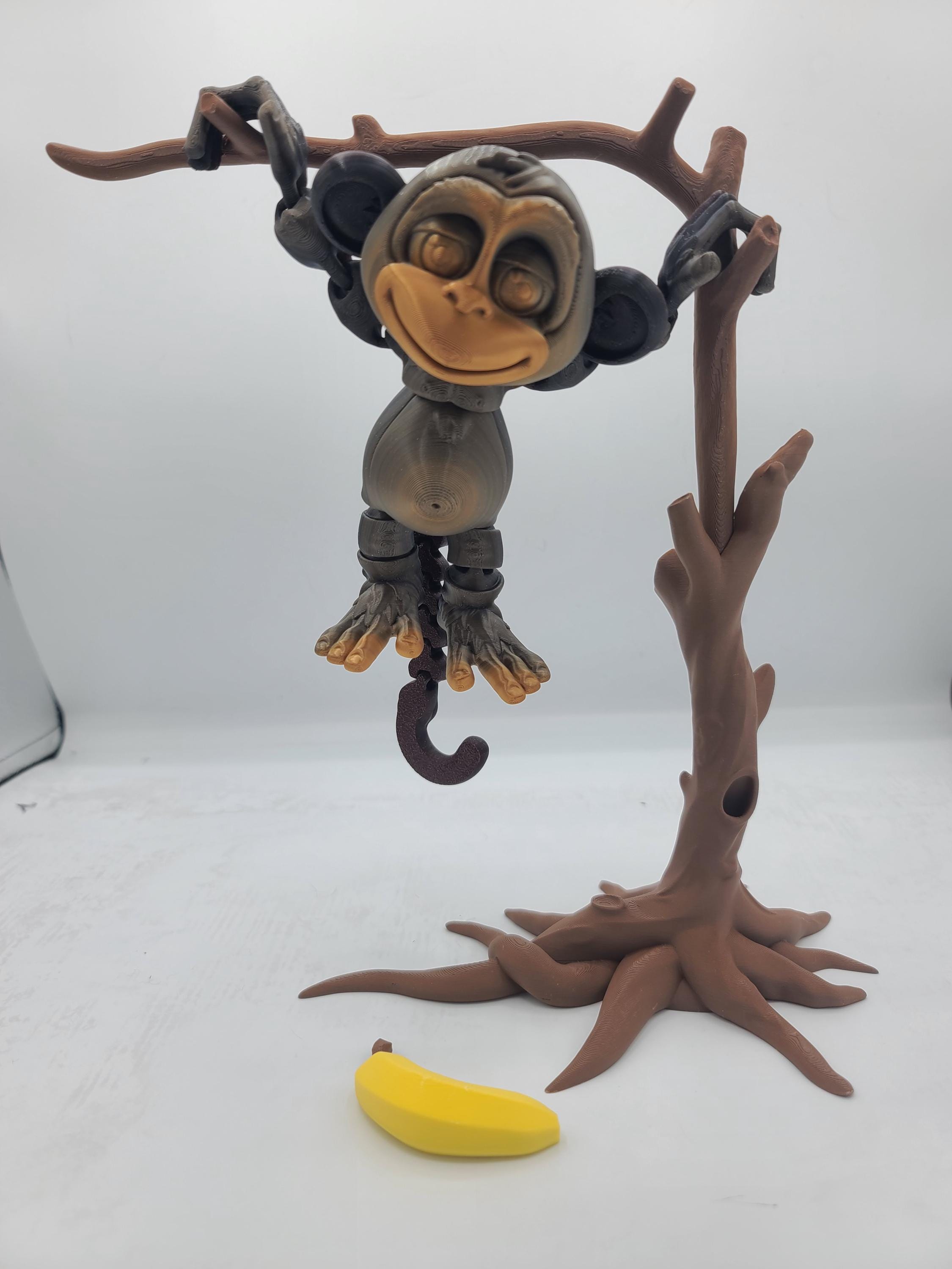 Flexi Silly Articulated Monkey With Optional Banana and Tree 3D