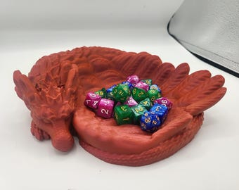 Large Curled Feathered Dragon Trinket/Storage/Jewelry Tray | 3D Print