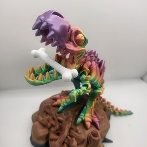 3D Printed Flexi T-Rex Skeleton Dinosaur with Optional Bone and Stand Accessories