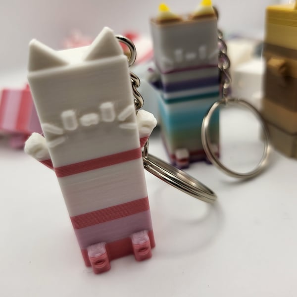 8-Bit Random Mystery Purge Colors Keychain - Cat, Caterpillar or Robot  | 3D Print