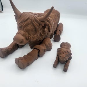 Highland Cow Articulated Flexi Regular or Baby (or adorable pair) | 3D Print