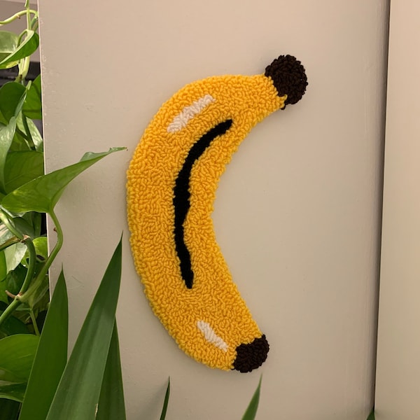 Handgetufteter Bananen-Wanddekor-Teppich, moderne Punch Needle-Kunst