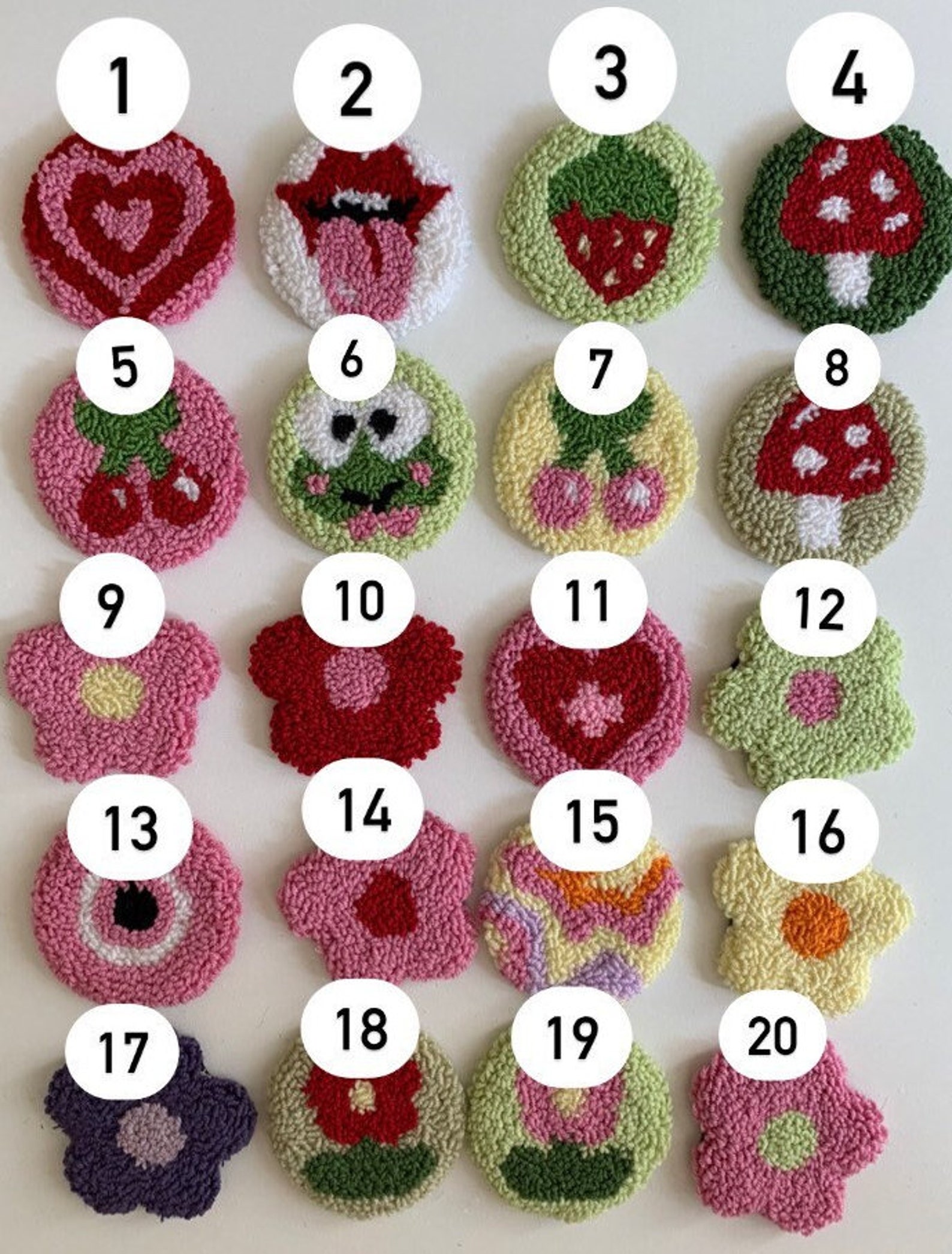 Punch Needle Car Coaster Tufted Car Coaster Set of 2 Car Etsy UK