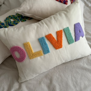 Personalized Punch Needle Kids Room Pillow,Handmade Pillowcase Decor,Unique Baby Room Nursery Decoration Pillow