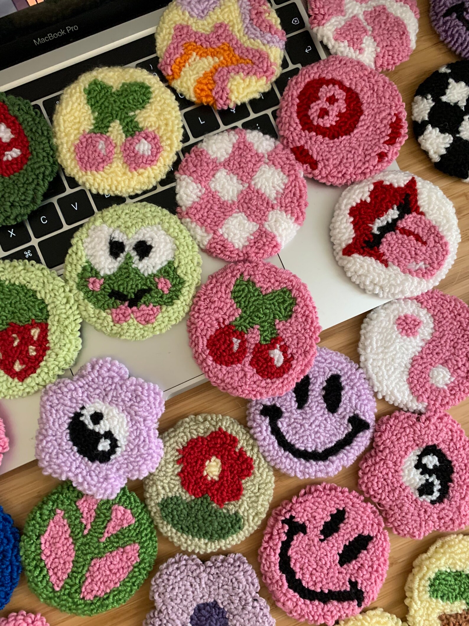 Punch Needle Car Coaster Tufted Car Coaster Set of 2 Car Etsy