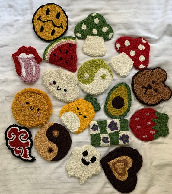 Punch Needle Coaster Handmade Mug Rug Drink Coasters Etsy