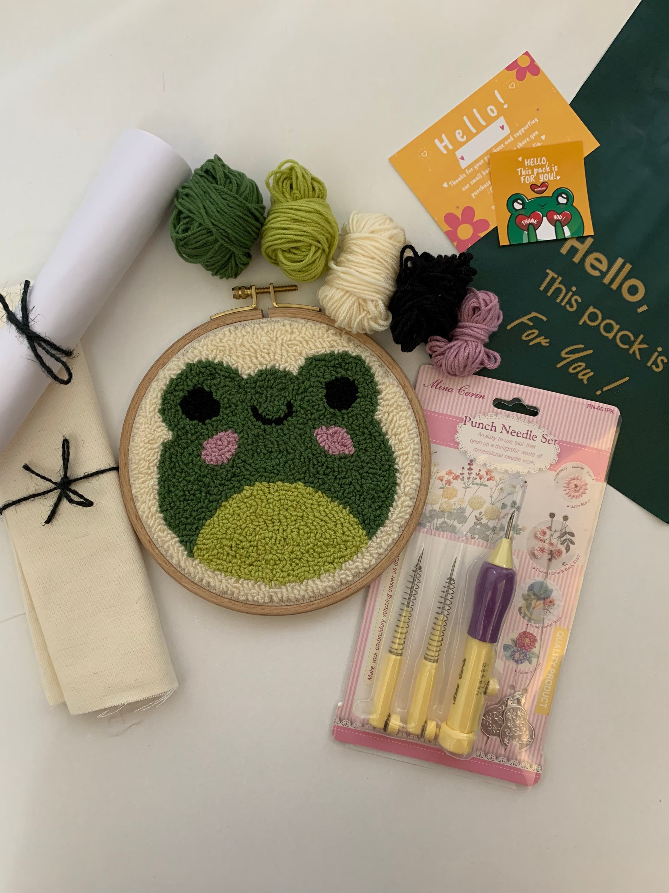 Begin to Punch Needle Kit Embroidery Kit Punch Needle Frog fall Christmas  Gift Beginner 