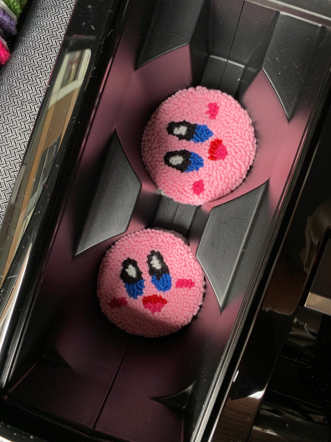 Cute Car Accessories,set of 2 Car Coasters,punch Needle Car Cup Holder