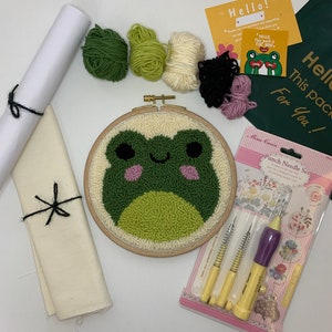 Begin to Punch Needle Kit | Embroidery Kit punch needle Frog |Fall Christmas Gift | Beginner