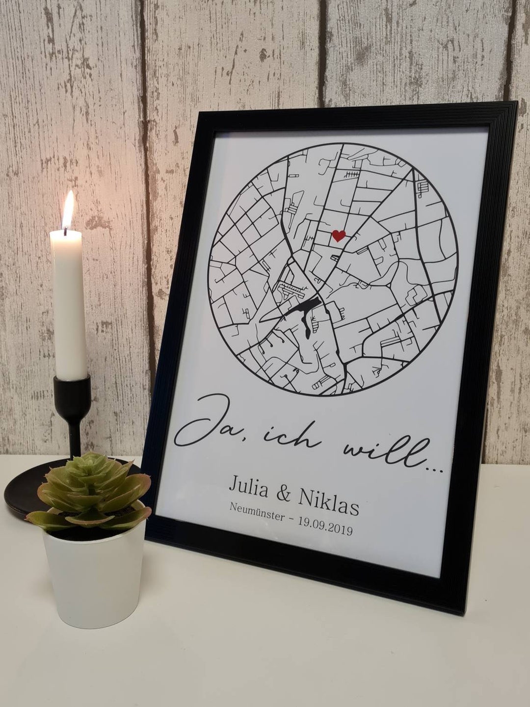 Ja, ich will... Landkarte, Hochzeit, Geschenk, Personalisiert