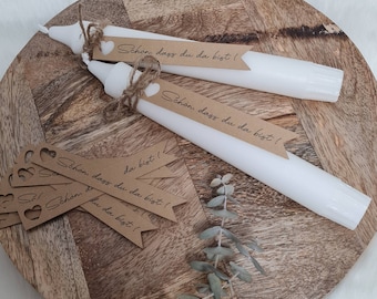 From 10x "It's nice that you're here" | Tags | 15 mm x 100 mm | Party favors | Candles | Kraft paper | Heart | Jute ribbon | Love