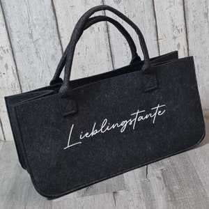 Filztasche Personalisiert, Tragetasche, Shopper, Filzkorb 50cm x 25cm x 25cm in Dunkelgrau, Filz, Einkaufskorb, Tasche, Korb Bild 8