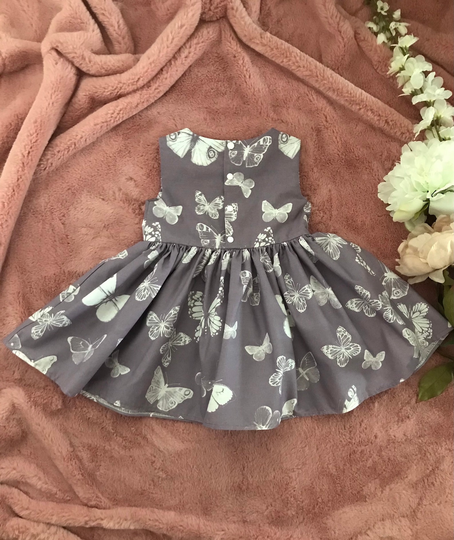 Girls Butterfly Dress Purple With White Butterflies All Ages From