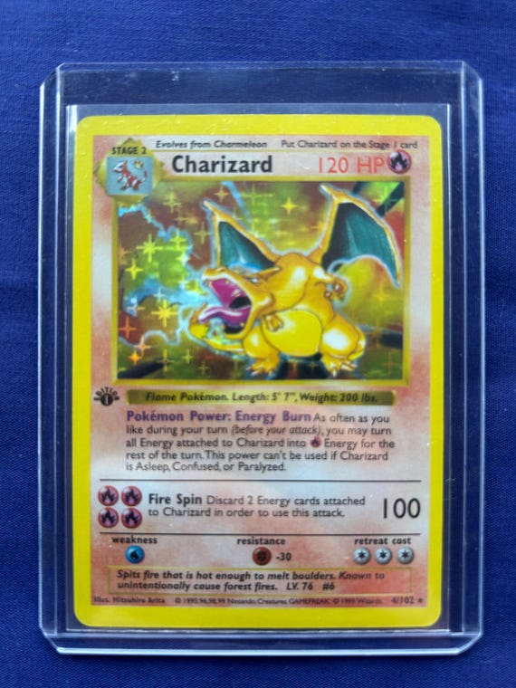 charizard holo 1st edition pokemon card base set 4 102 Charizard Holo 4/102 (Wizard, Pokemon 1999) ** PSA Graded 5 **| Bitz &  Buttons main image 1