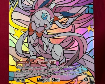 stained glass full art pokemon card Coming at you guys with ANOTHER stained-glass-styled card, created by @infernosgames! (Who used to make custom Pokmon cards but has since pivoted to collecting error cards!) This is a stellar piece directly