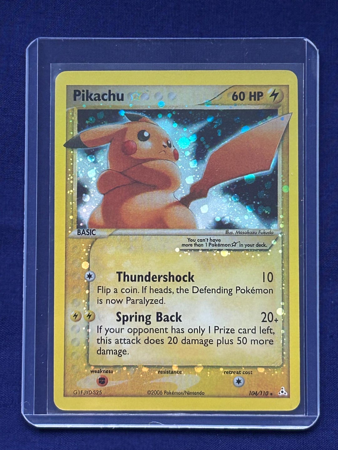 Holo Pikachu Gold Star Promo 104/110 Pokemon Card Holographic Card