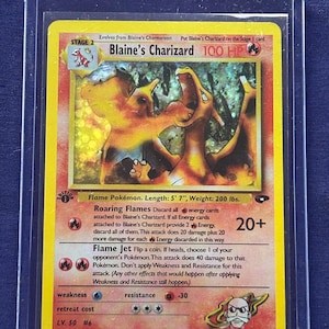Holo 1st Edition Blaine’s Charizard Pokemon Card Gym Challenge Set  Holographic Card 2/132 Proxy Card Immaculate Mint Quality