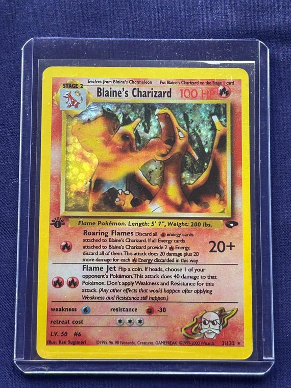 Holo 1st Edition Blaine's Charizard Pokemon Card Gym Challenge Set