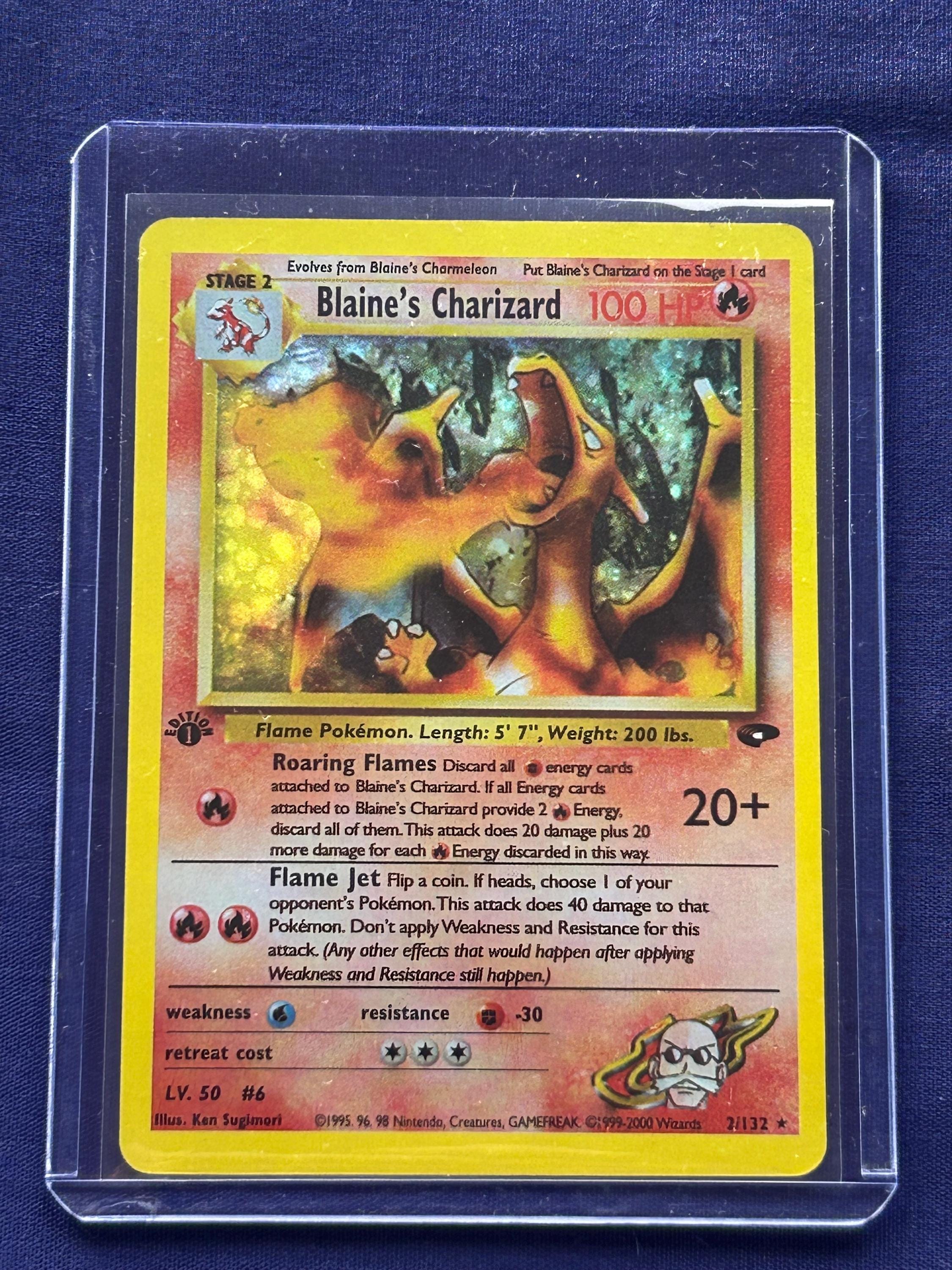Holo 1st Edition Blaine's Charizard Pokemon Card Gym Challenge Set