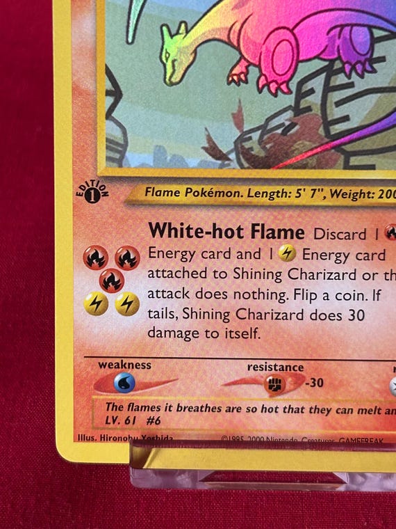 original shiny charizard pokemon card Pokmon Shining Charizard HP 100 Black Foil Fan Art Card 107/105 1st Ed