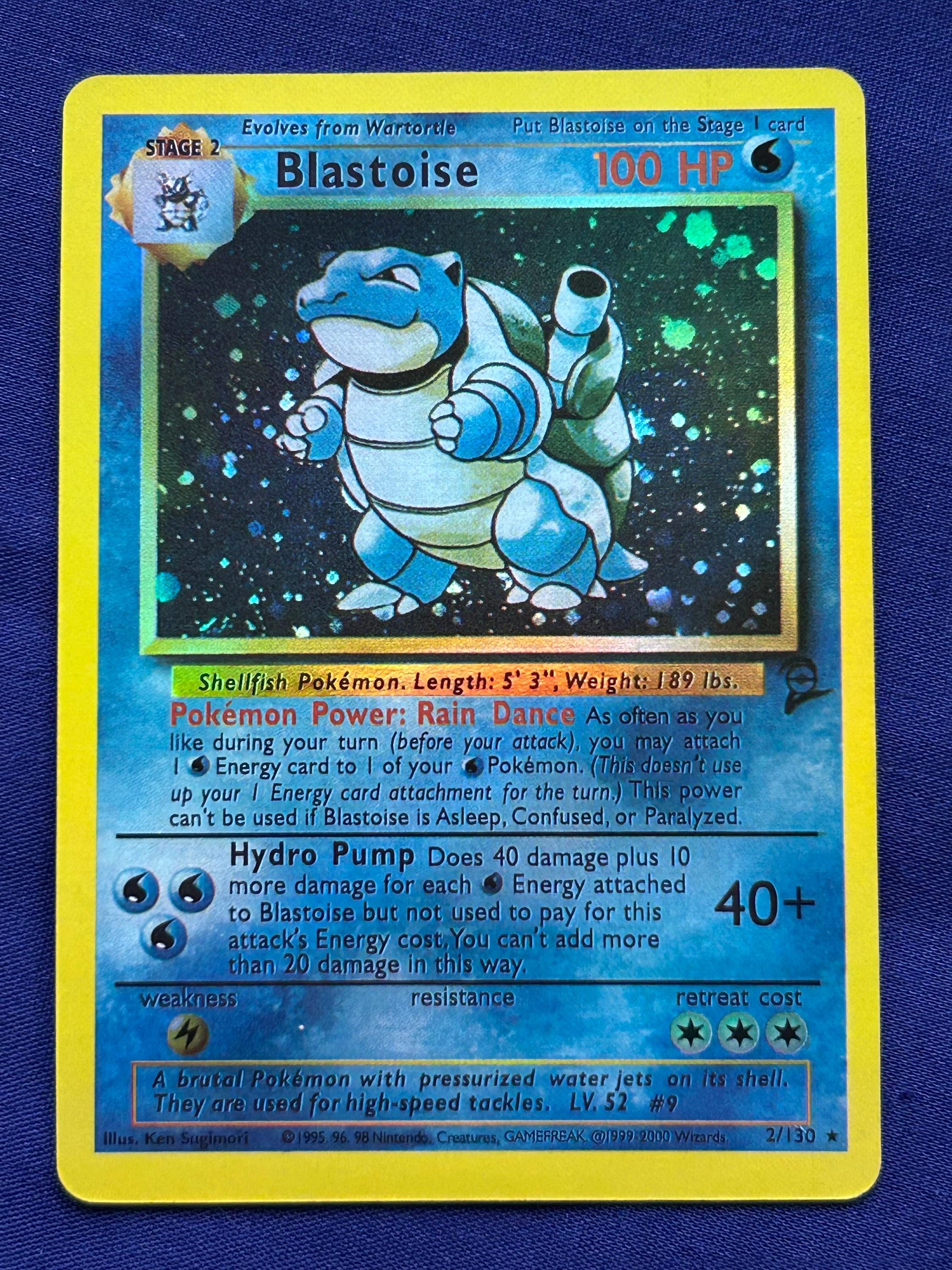 holographic blastoise pokemon card Holo Blastoise Pokemon Card Base Set 2 2/130 Holographic Card Proxy Card  Immaculate Mint Quality
