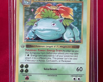venusaur pokemon card value Star Holo 1st Edition Venusaur Pokemon Card Base Set Shadowless Holographic  Card 15/102 Proxy Card Immaculate Mint Quality