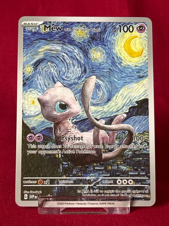 starry night pokemon card Mew with the starry night gx V vsstar pokemon custom card holographic