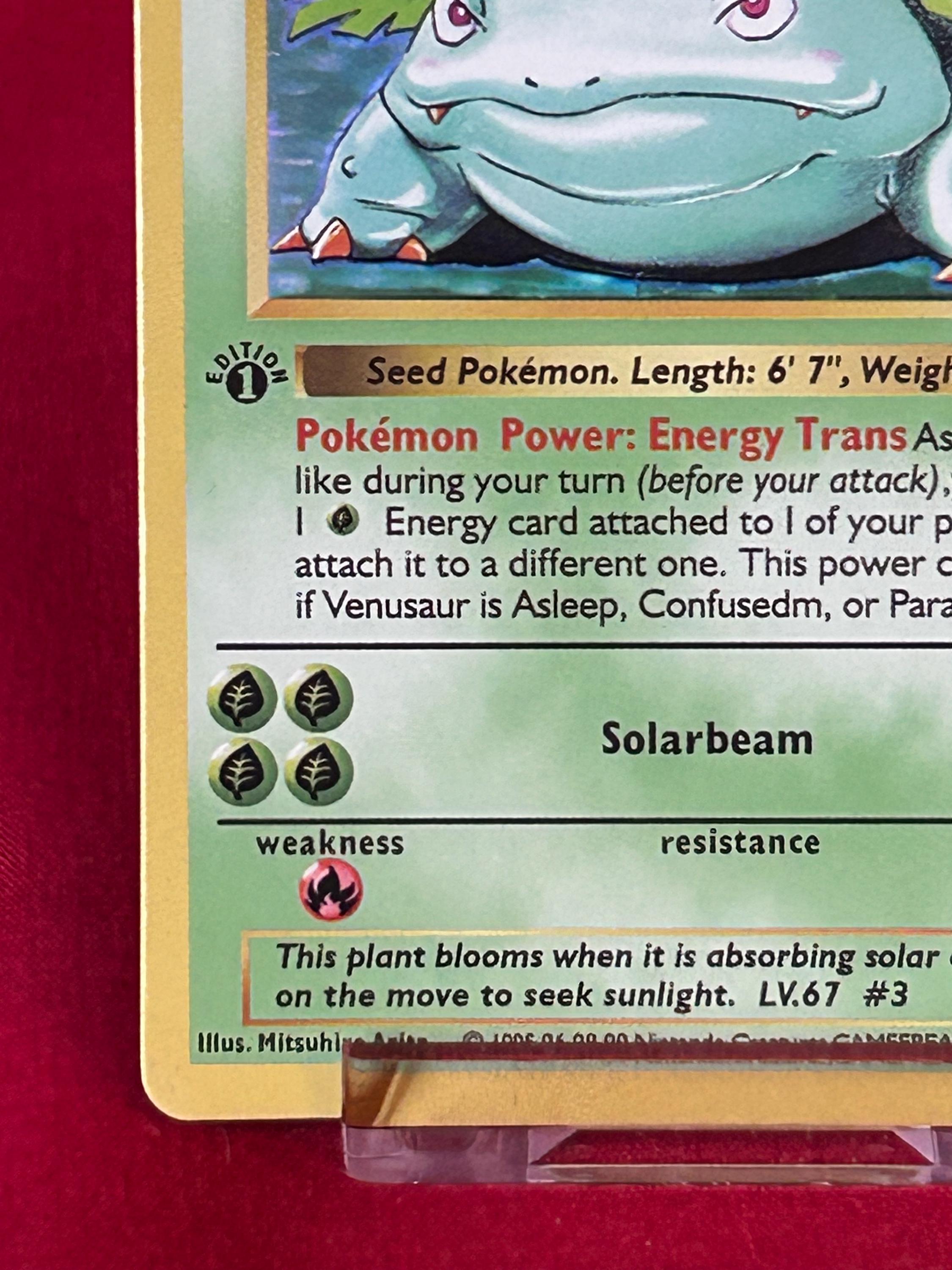 venusaur pokemon go card Star Holo 1st Edition Venusaur Pokemon Card Base Set Shadowless Holographic  Card 15/102 Proxy Card Immaculate Mint Quality