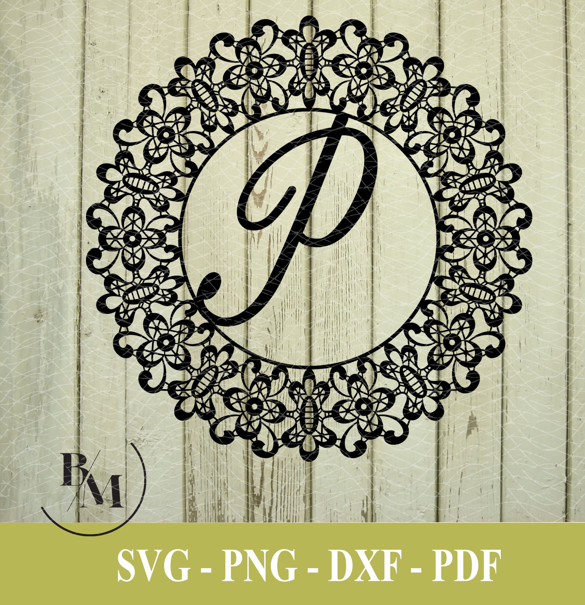 Download P-Monogram Letter svg png pdf dxf Downloadable File | Etsy