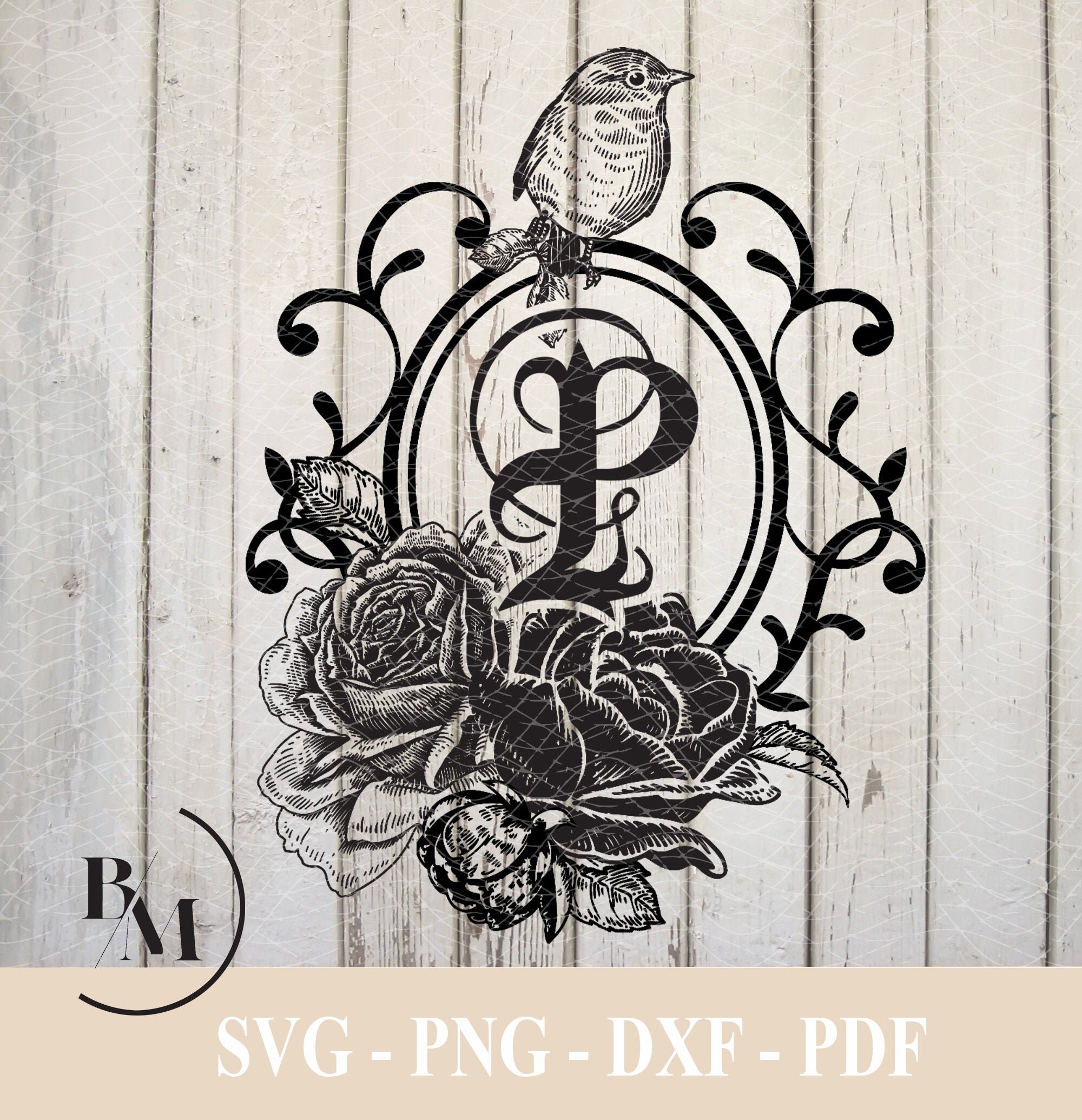 Download P-Monogram Letter svg png pdf dxf Downloadable File | Etsy
